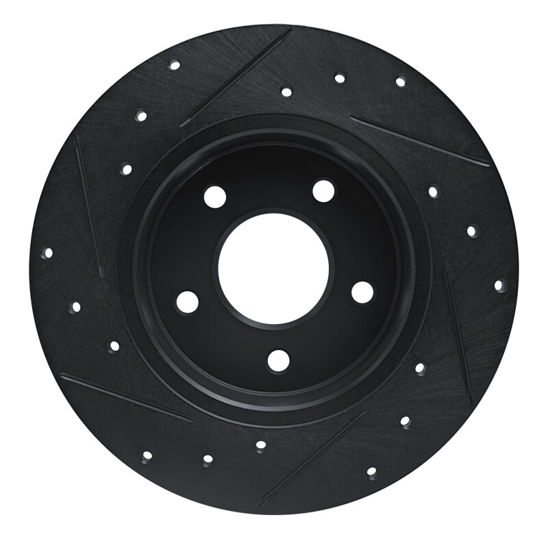 Nissan Kicks Brake Rotor (1) - Rear Right - R1 Concepts - Drilled & Slotted - Black - `19-`25